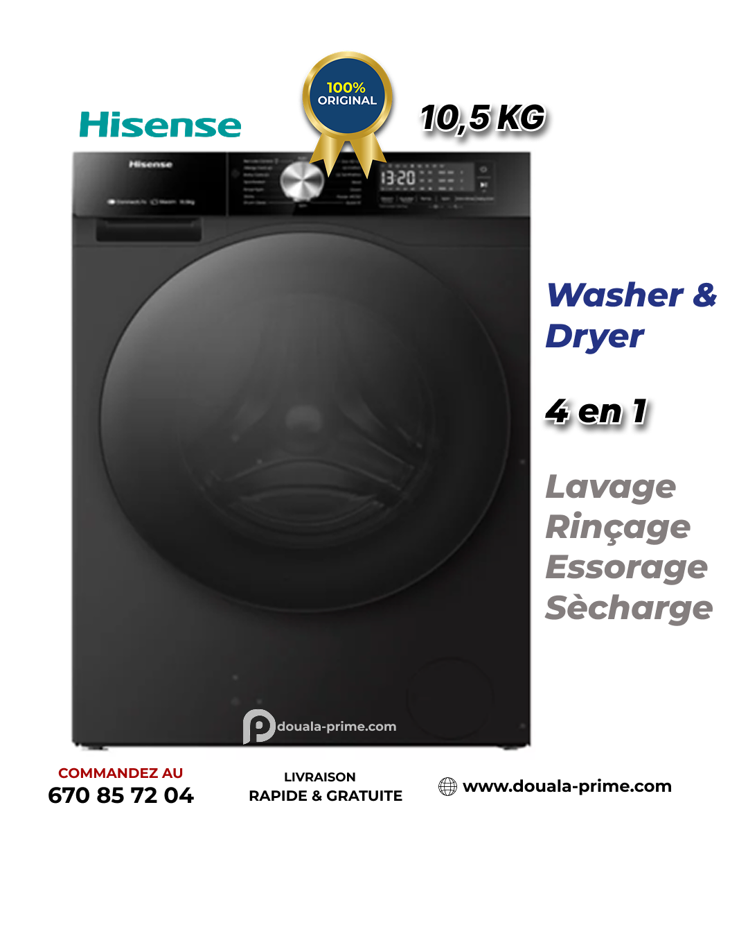 MACHINE A LAVER 10.5KG ET SECHAGE 6KG FRONT LOAD - CONNECT LIFE - WD3S1043BB