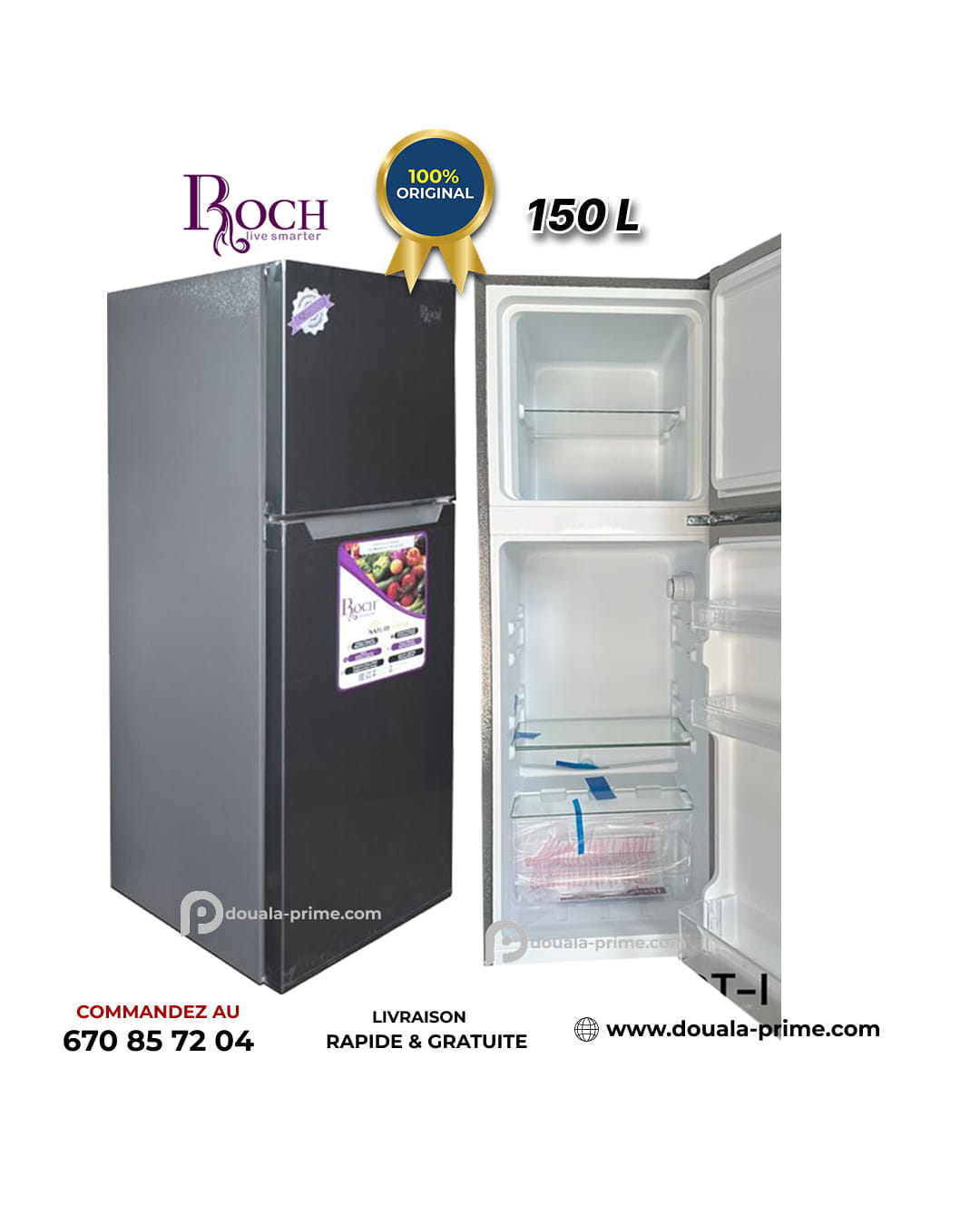 REFRIGERATEUR DOUBLE BATTANT ROCH  RFR-160DT 150L