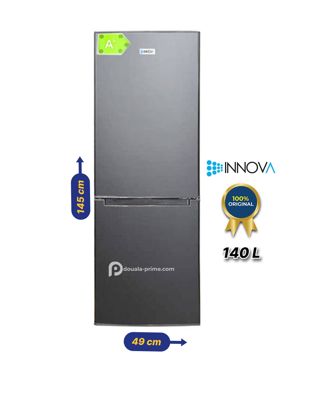 Réfrigerateur Combiné - INNOVA - IN-255 - 140L - Économique (A+) - Gris