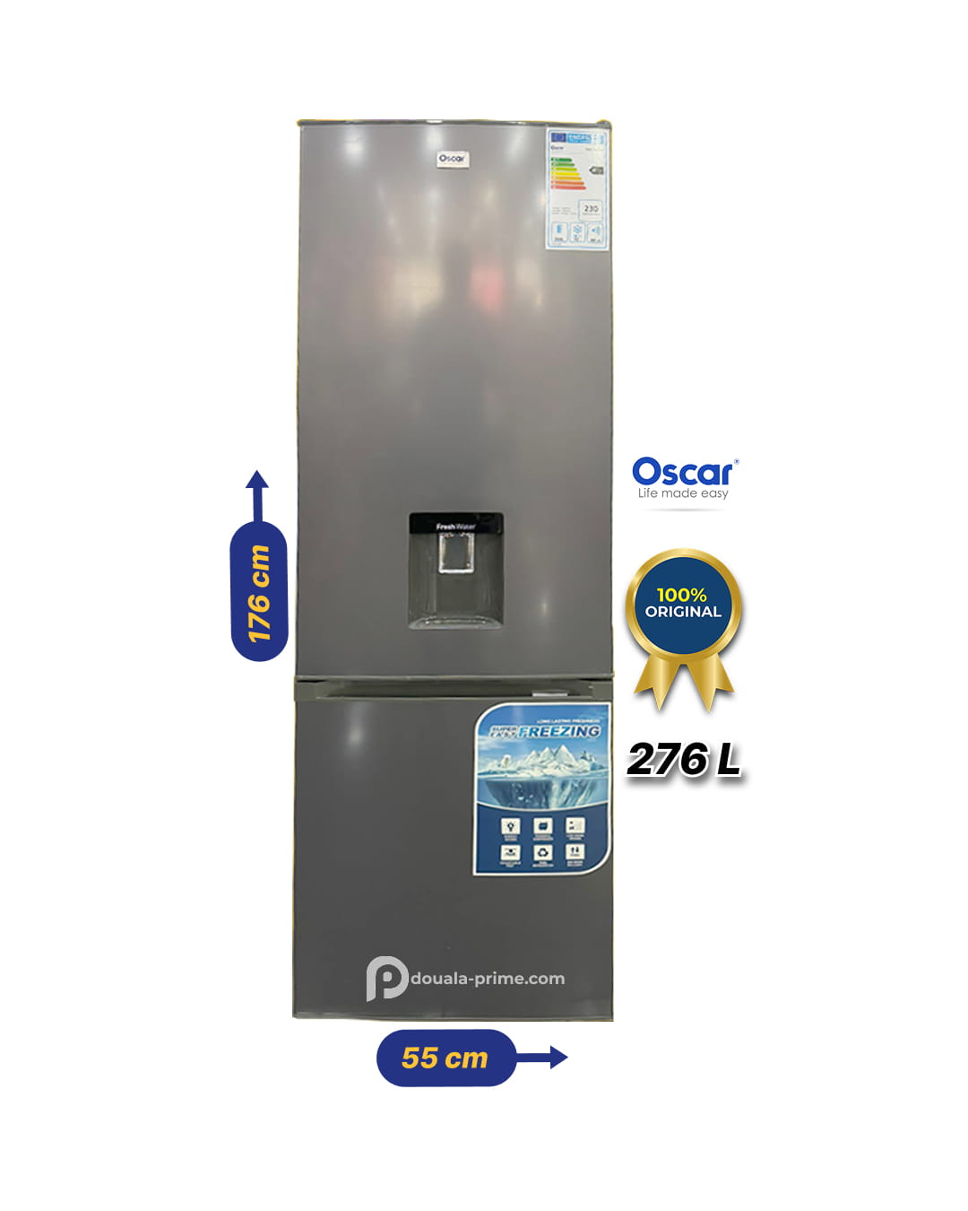 REFRIGERATEUR COMBINE OSCAR (WATER DISPENSER)  OSC-R375D 276L
