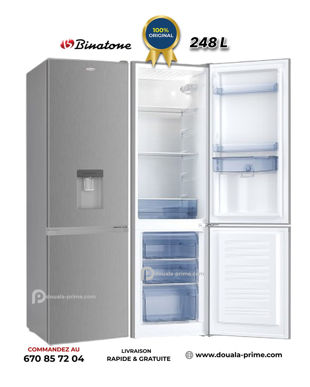 REFRIGERATEUR COMBINE BINATONE  FR-305C 248L