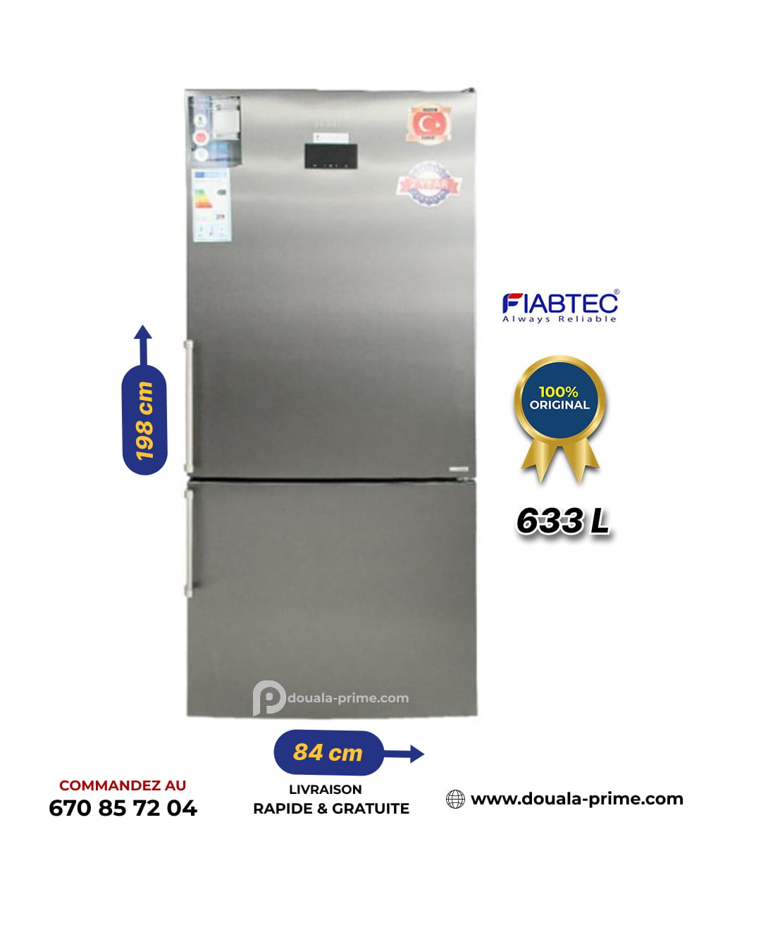 REFRIGERATEUR AMERICAIN FIABTEC  FTTL-694633  633L