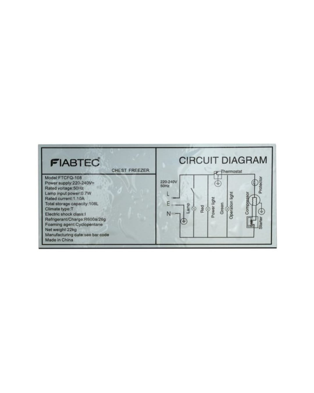 CONGELATEUR COFFRE FIABTEC FTCFQ-108 108L