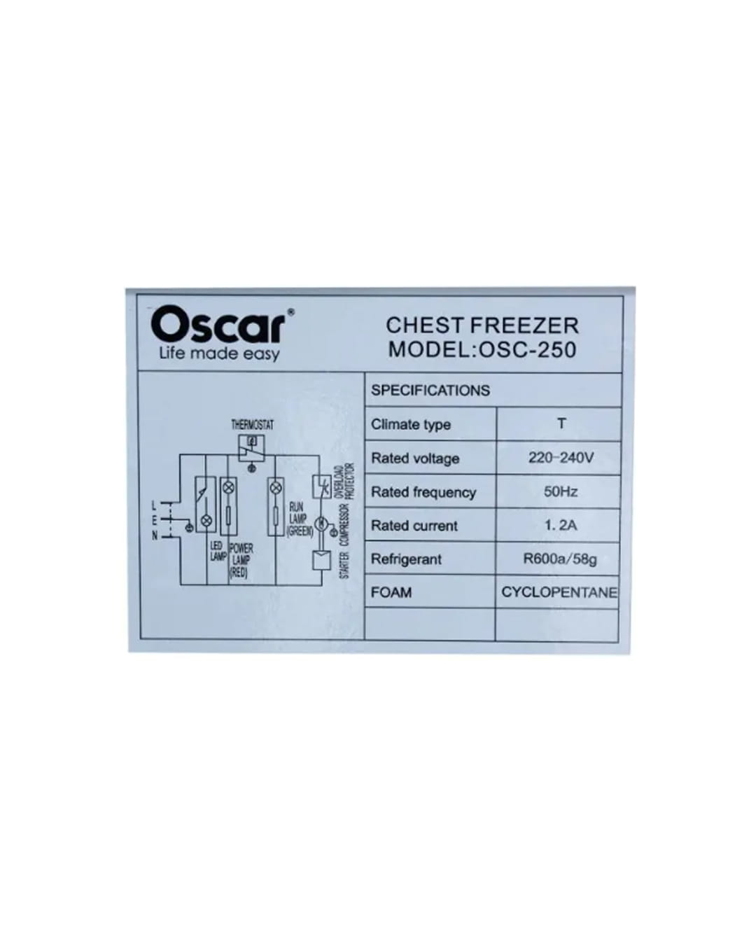 CONGELATEUR COFFRE OSCAR OSC-250 150L