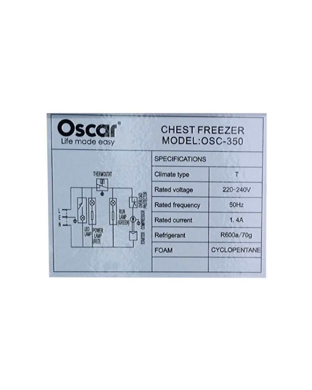 CONGELATEUR COFFRE OSCAR OSC-350 230L