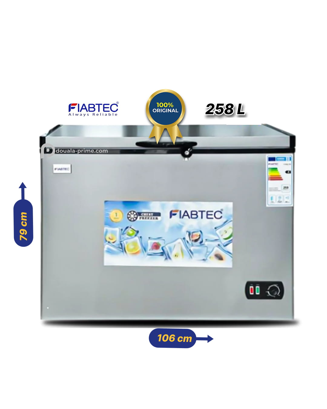 Congélateur coffre - FIABTEC - FTCFQ-258 - 258 Litres - Classe Éco A+ - Gris