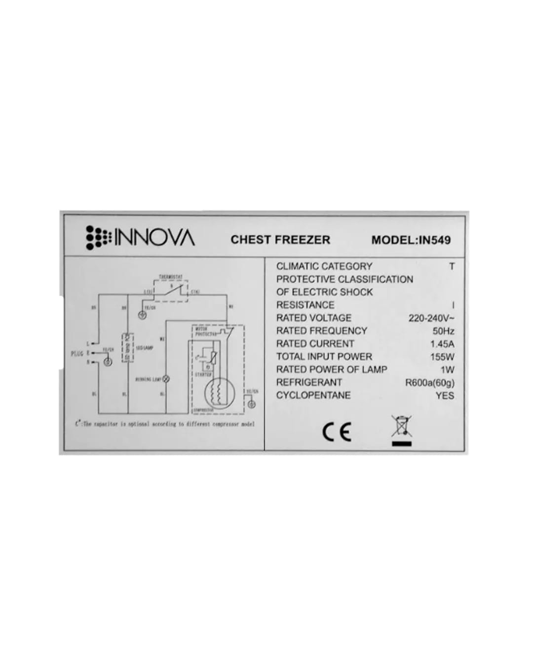 CONGELATEUR COFFRE INNOVA IN-549 400L