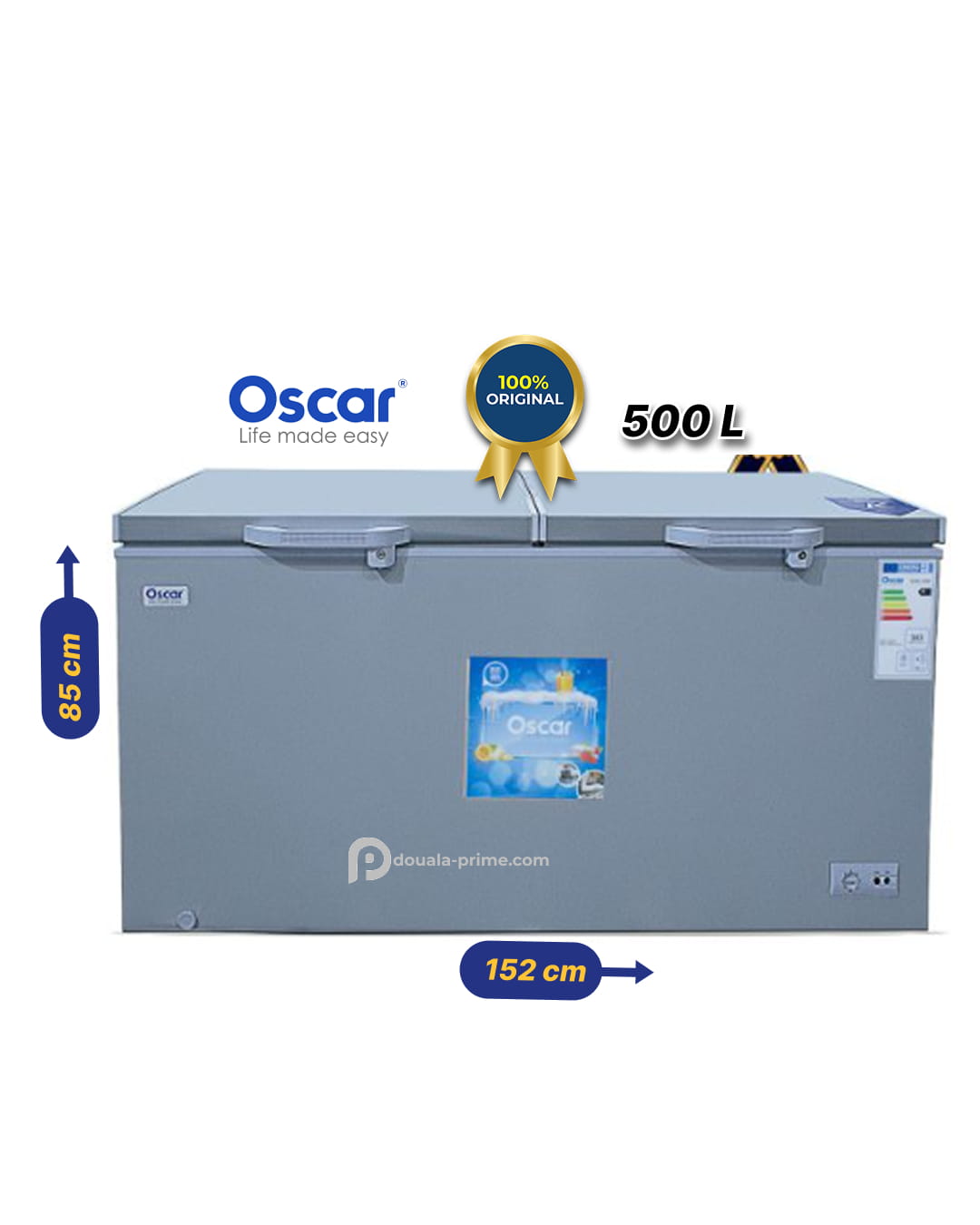 Congélateur Coffre - OSCAR - OSC-550 - 500 Litres - A+ - Gris
