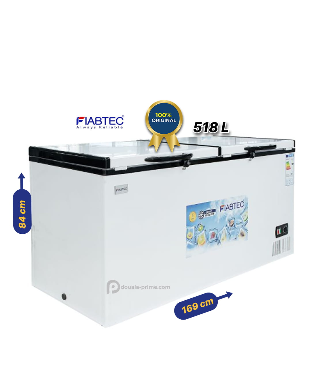 Congélateur coffre à vitres coulissantes – FIABTEC - FTCFQ-518 – 518 Litres – Classe Éco A+ – Gris