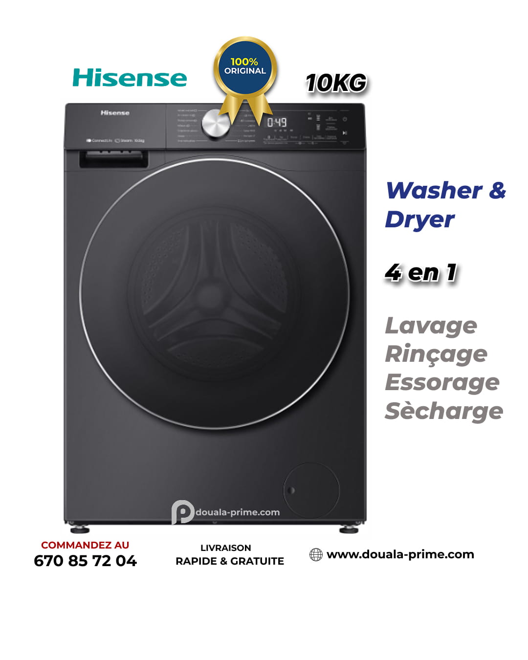MACHINE A LAVER AUTOMATIQUE 10KG ET SECHAGE 6KG FRONT LOAD - CONNECT LIFE - WD3S1043BB