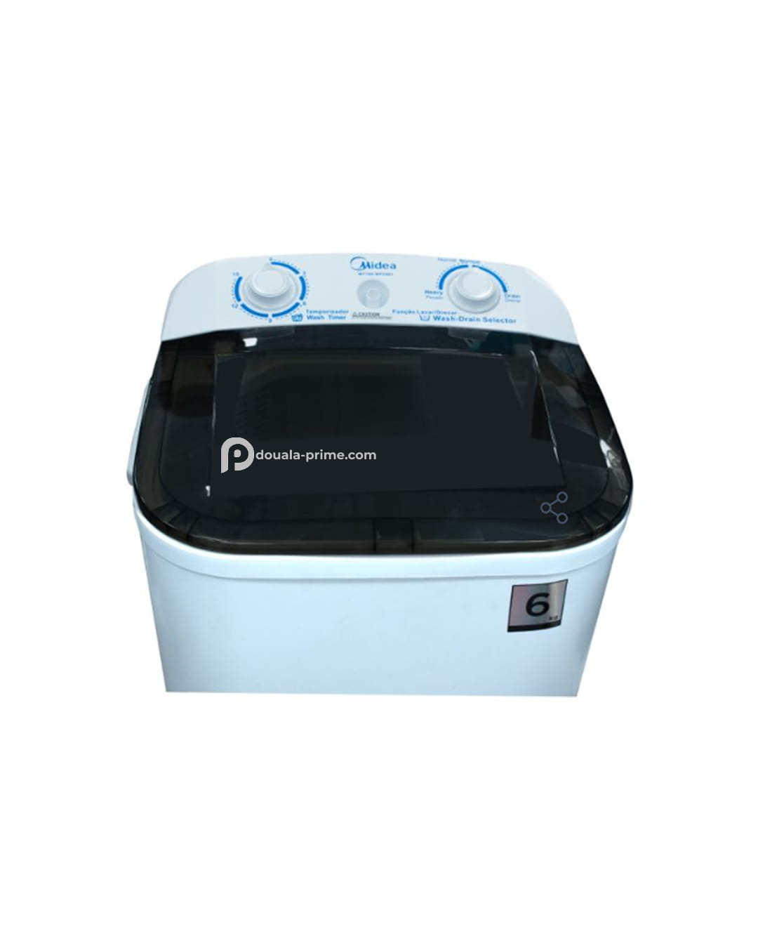 Machine à laver semi‑automatique MIDEA 6 Kg – MTT 60‑WP 2403 – Cuve unique – Chargement par le haut – Blanc