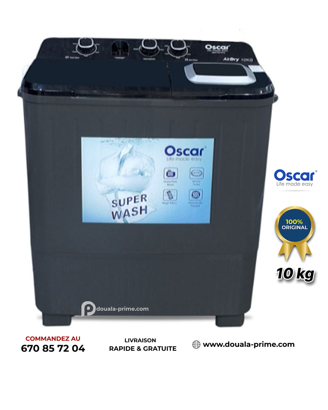MACHINE A LAVER SEMI-AUTOMATIQUE OSCAR OSC-TTB-XP10 10KG