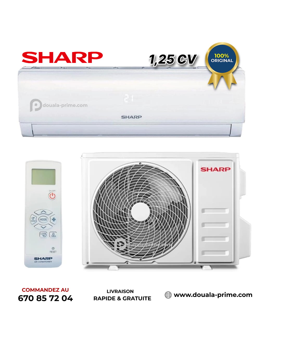 Climatiseur Split Sharp - 1.25 CV - 9000 Btu