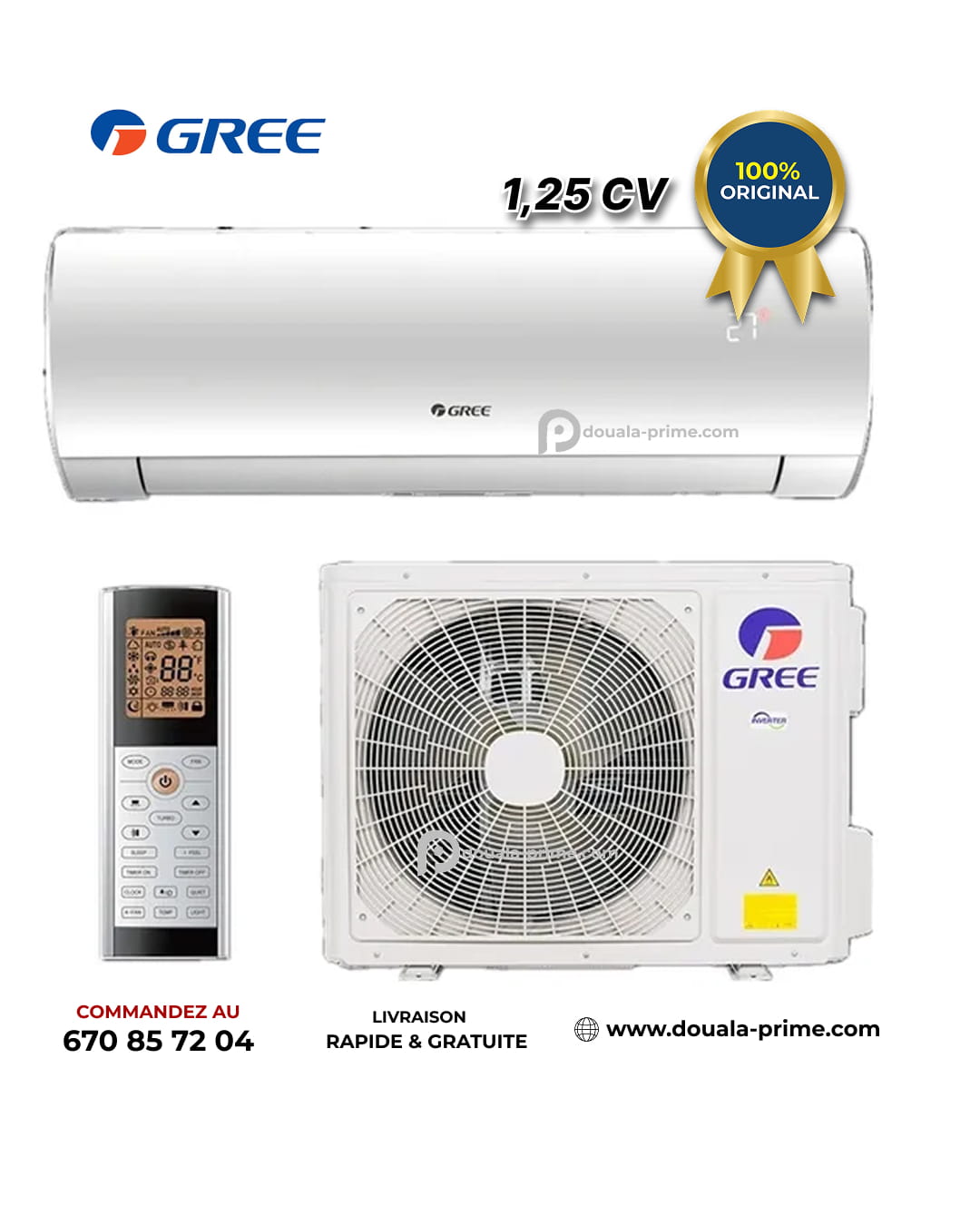 Climatiseur Split Gree - 1.25 CV - 9000 Btu