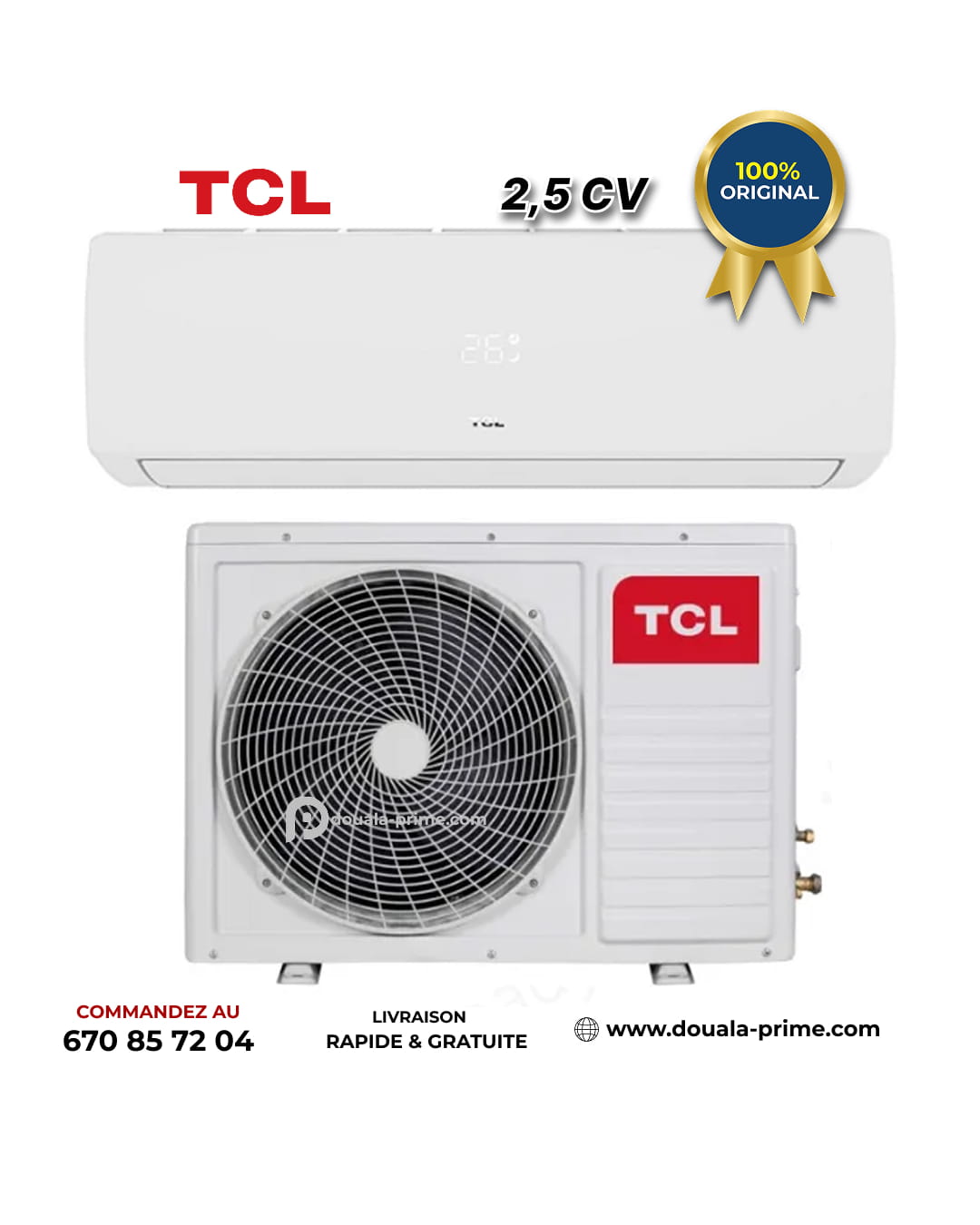 Climatiseur split - TCL - 2.5 CV - R410 - 18000 BTU - Blanc