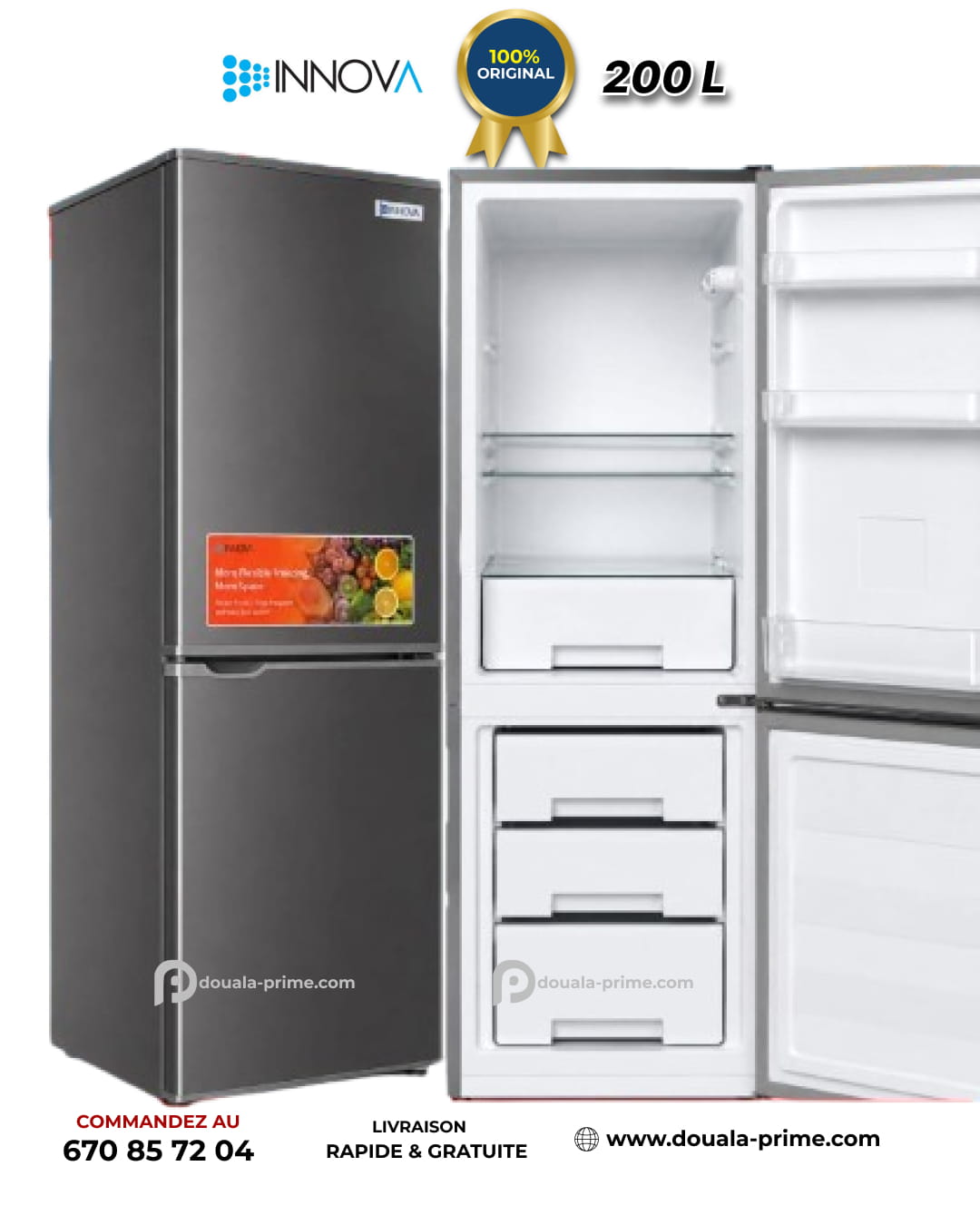 REFRIGERATEUR COMBINE COFFRES INCASSABLES  INNOVA IN-271  200L