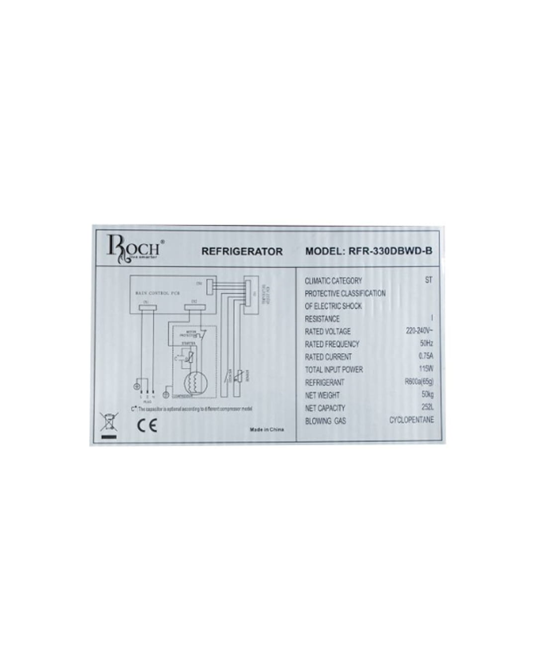 Réfrigérateur combiné - Roch - RFR-330-DBWD-B - 280L NoFrost avec distributeur d'eau - Gris