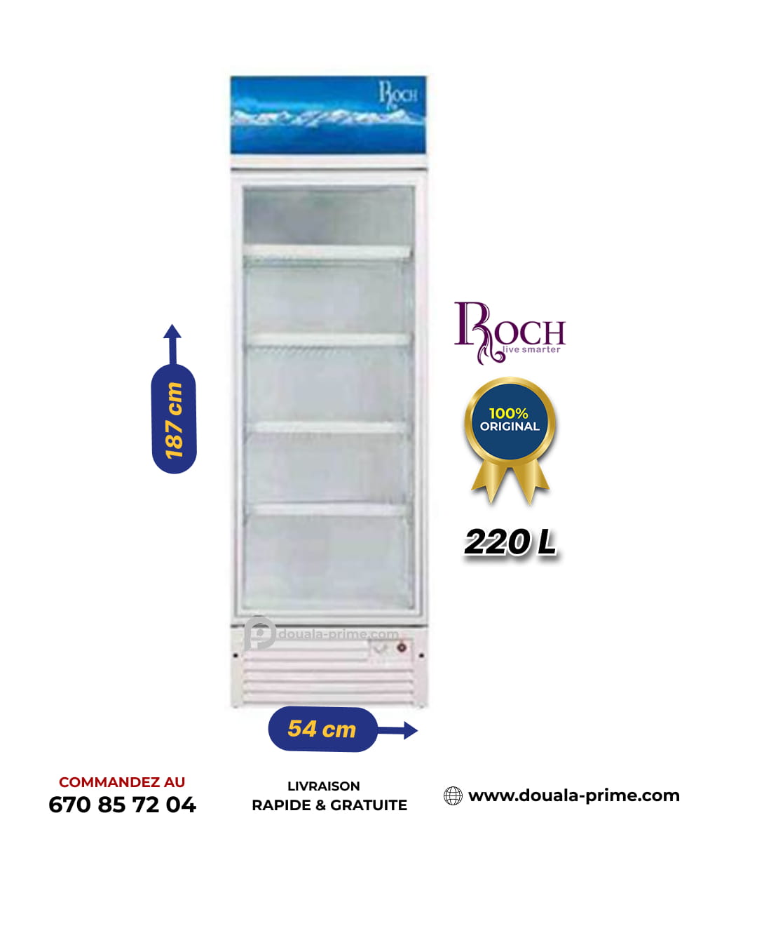 Réfrigérateur vitrine Vertical - Roch- RSF-220 - 220L