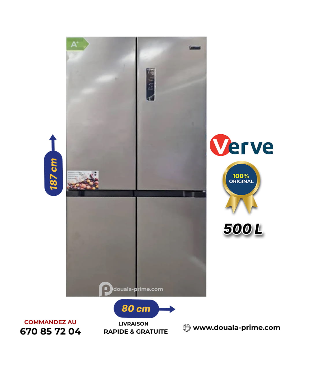 REFRIGERATEUR AMERICAIN VERVE  VV550  500L