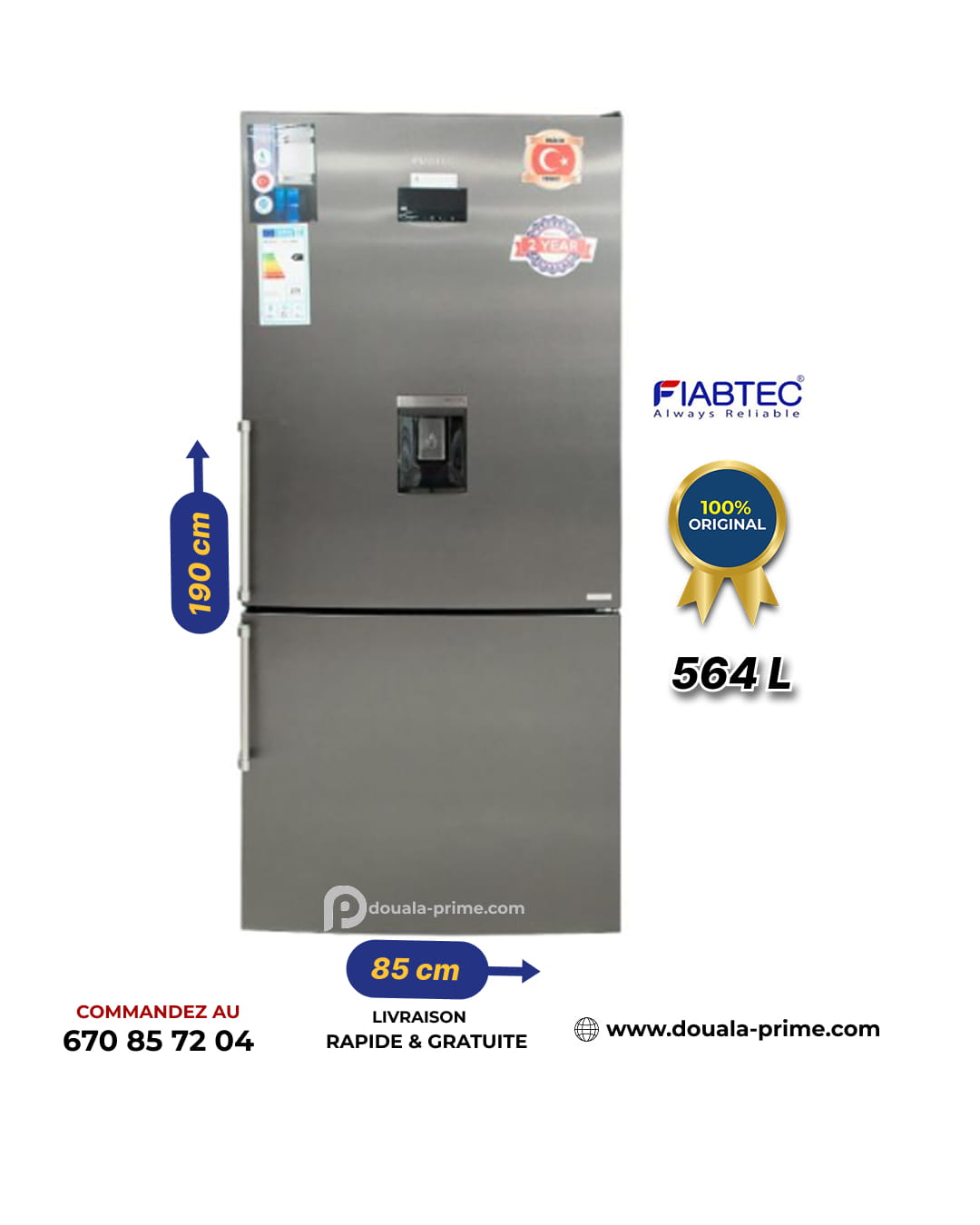 REFRIGERATEUR AMERICAIN FIABTEC  FTTL-653564  564L