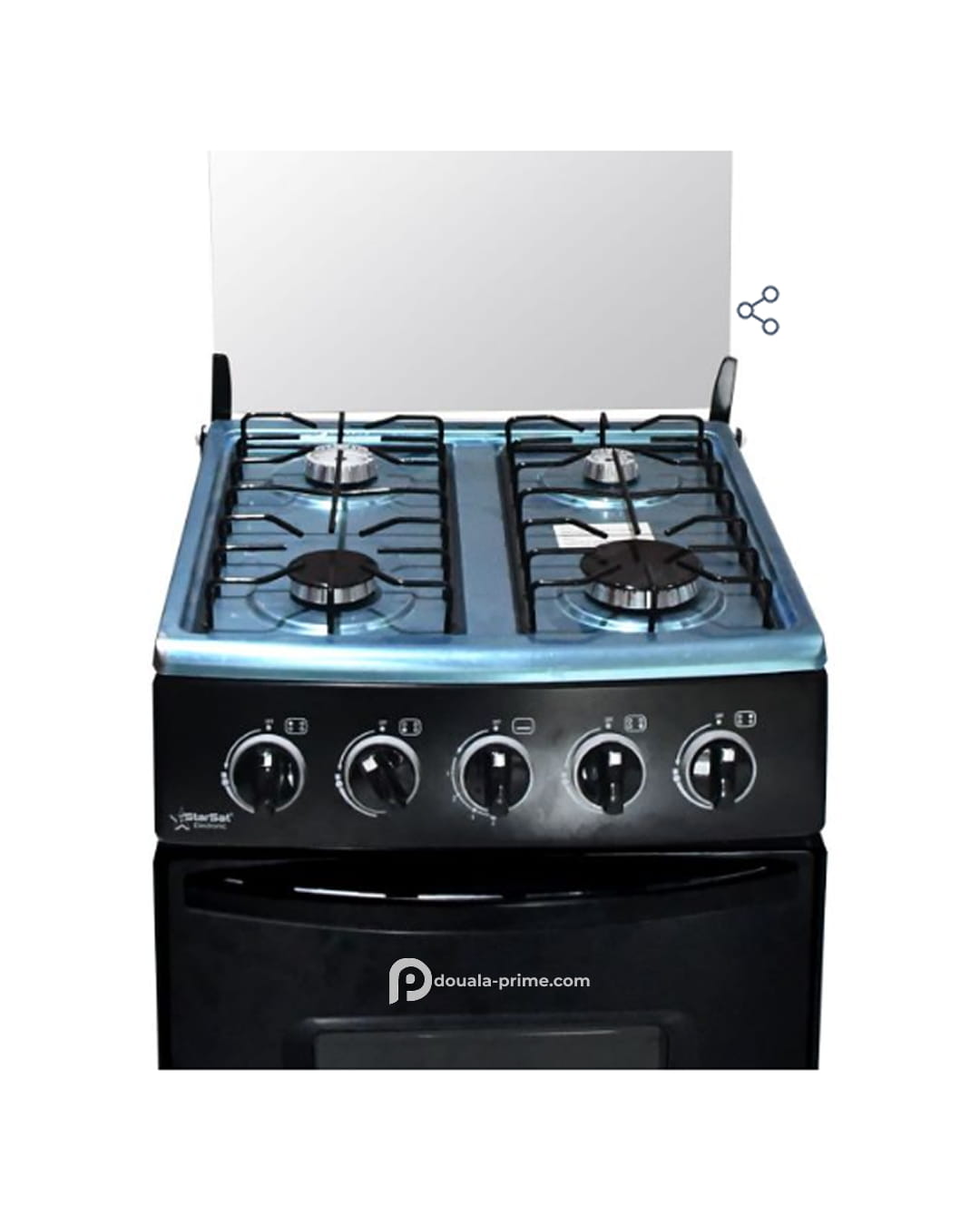 Cuisinière à Gaz StarSat - 4 Feux - 50 × 50 cm - Acier inoxydable - Noir
