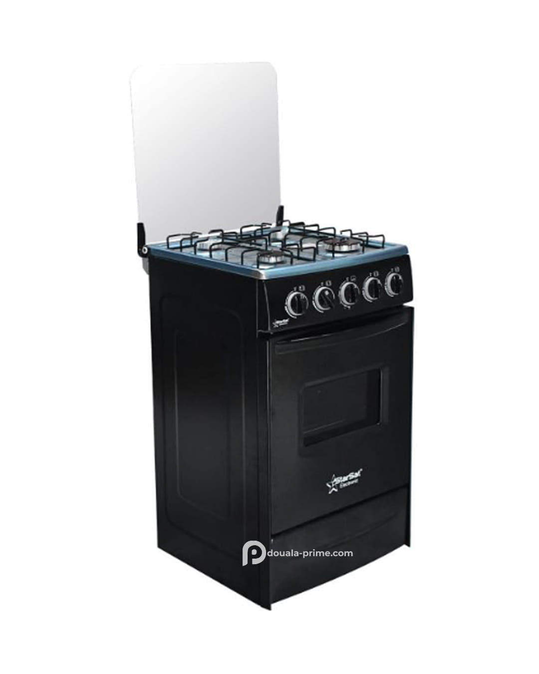 Cuisinière à Gaz StarSat - 4 Feux - 50 × 50 cm - Acier inoxydable - Noir