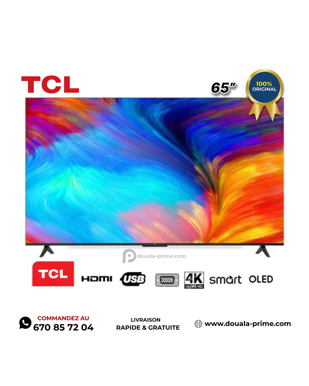 SMART TV -TCL- 65 pouces - 65P7K- 4K -UTRA HD - Smart Google TV