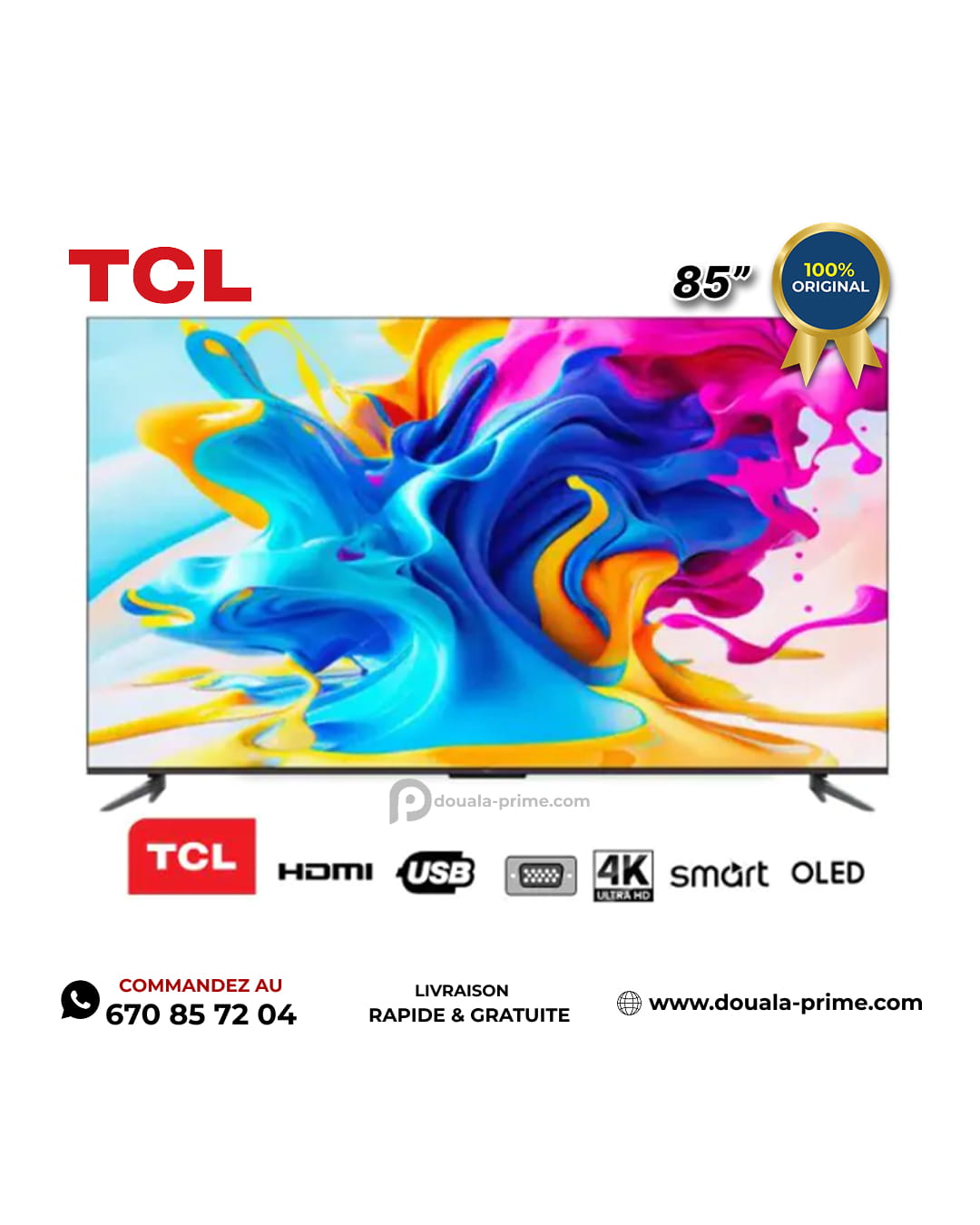 SMART TV TCL - 85 POUCES - 85C6K - 4K - UHD - QLED - SMART GOOGLE TV