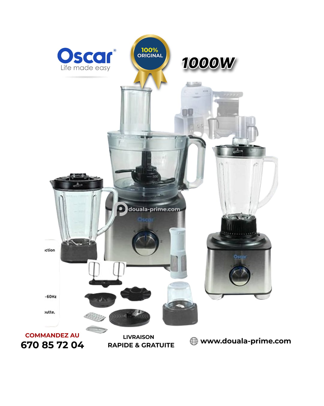 ROBOT MIXEUR OSCAR 13 EN 1 OSC-808B4 1000W
