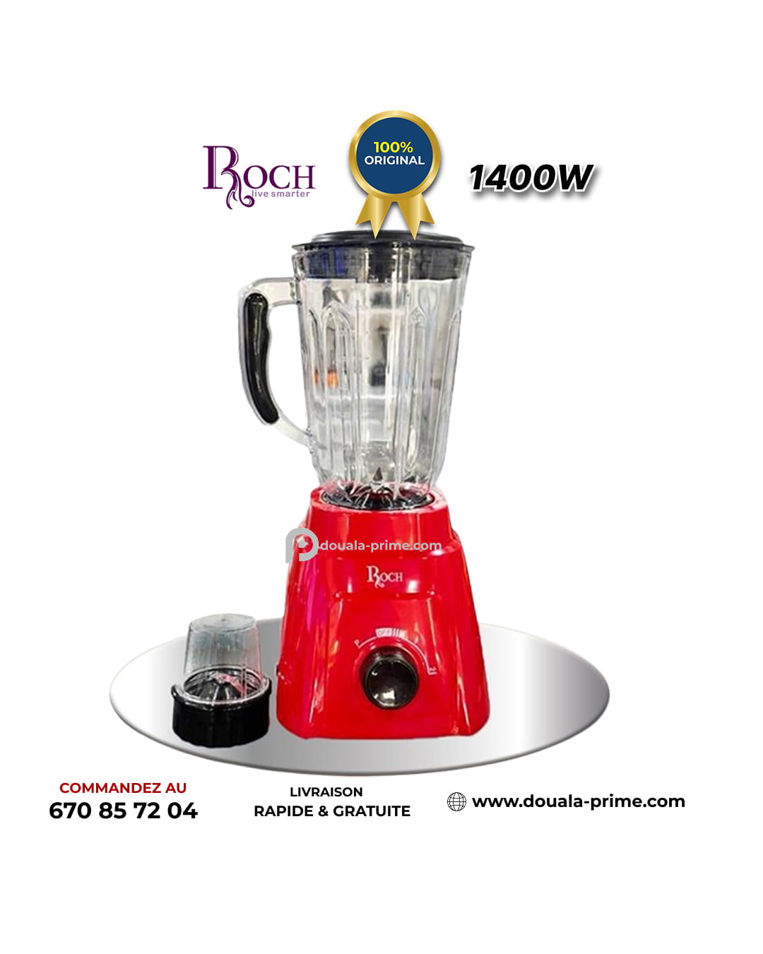 ROBOT MIXEUR ROCH 2 EN 1 400W 1,5L