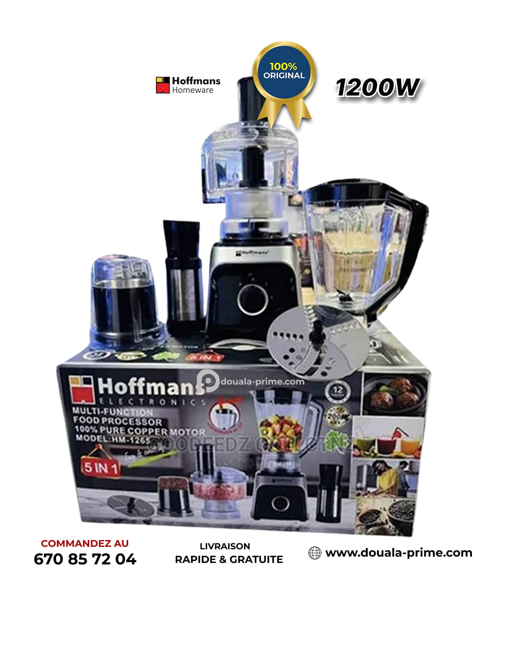 ROBOT MIXEUR HOFFMANS 5 EN 1 HM-1265 1200W