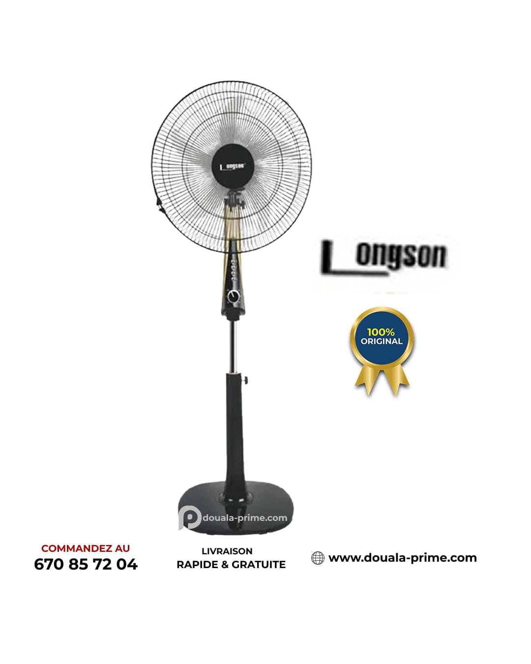 VENTILATEUR SUR PIED LONGSON NOIR