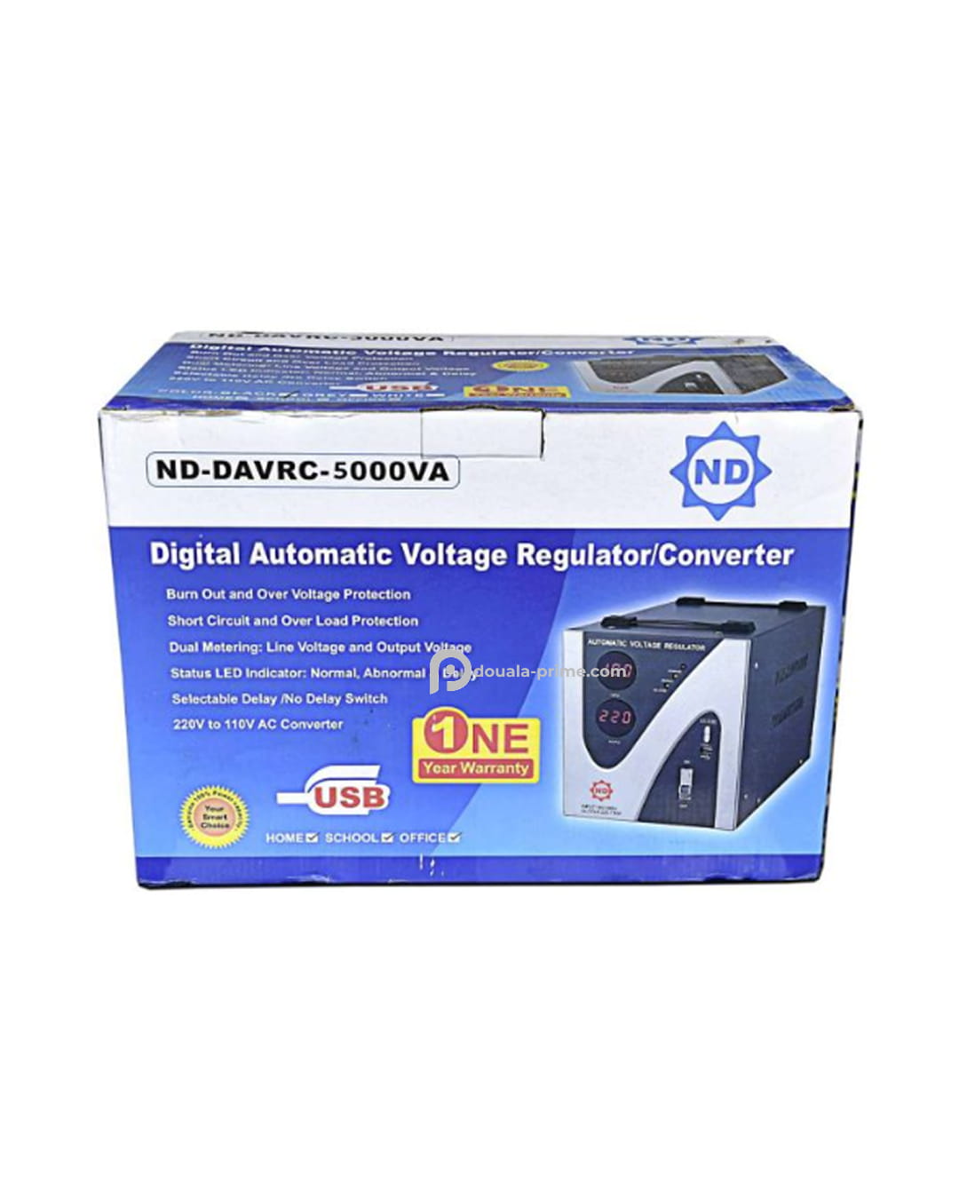 Régulateur de tension numérique - N.D.E 9 ND-DAVRC - 220/110V - 2000W - Noir