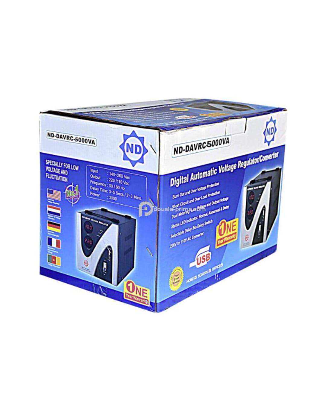Régulateur de tension numérique - N.D.E 9 ND-DAVRC - 220/110V - 2000W - Noir